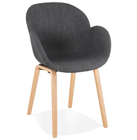 Design stoel met armleuningen 'SAMY' van grijze stof Scandinavische stijl
