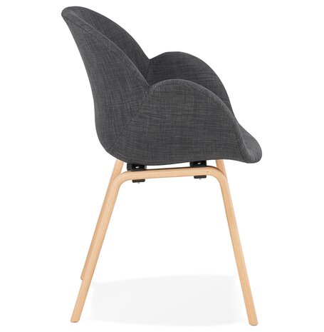 Design stoel met armleuningen 'SAMY' van grijze stof Scandinavische stijl