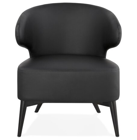 Lounge chair 'NORMAN' zwart en poten in zwart hout
