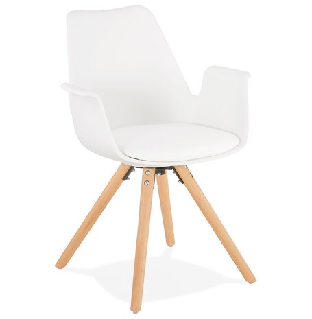 Stoel met armleuningen 'ZALIK' in witte Scandinavische stijl