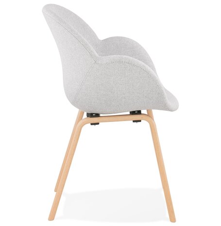 Designstoel met armleuningen 'SAMY' in lichtgrijze stof en Scandinavische stijl