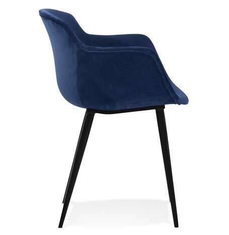 Stoel met armleuningen 'ARMADA' van blauw velours