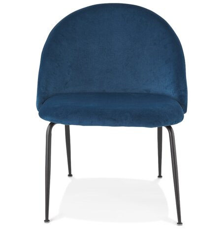 Loungefauteuil 'MERMAID' van blauw fluweel en zwarte metalen poten