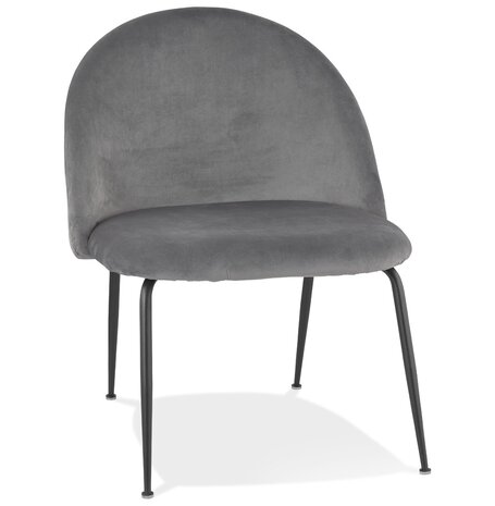 Loungefauteuil 'MERMAID' van lichtgrijs fluweel en zwarte metalen poten