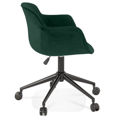 Chaise de bureau 'ROLLING' en velours vert sur roulettes