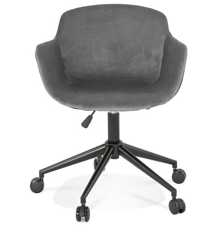 Chaise de bureau 'ROLLING' en velours gris sur roulettes