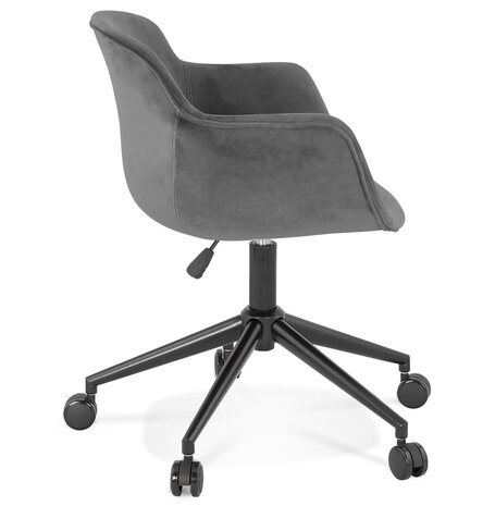 Chaise de bureau 'ROLLING' en velours gris sur roulettes