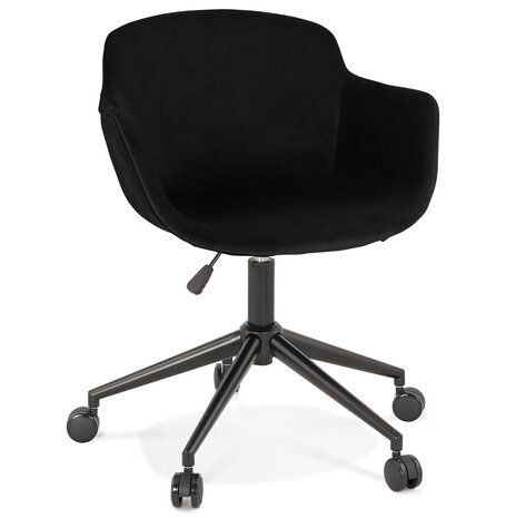 Chaise de bureau 'ROLLING' en velours noir sur roulettes