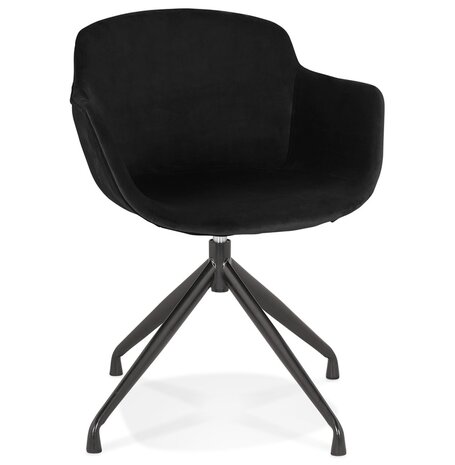 Design stoel met armleuningen 'GRAPIN' van zwart velours
