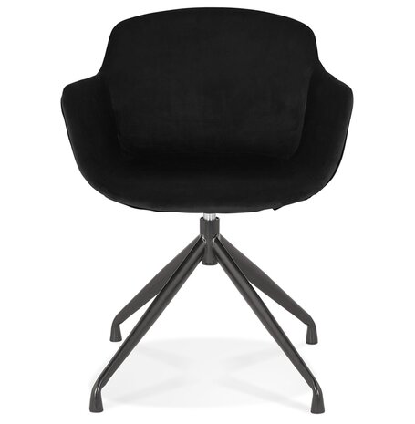 Design stoel met armleuningen 'GRAPIN' van zwart velours