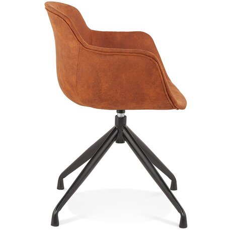 Design stoel met armleuningen 'SOUND' van bruine microvezel