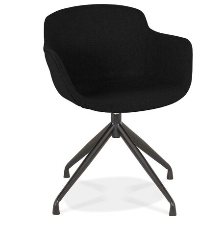 Design stoel met armleuningen 'SWAN' van zwarte stof