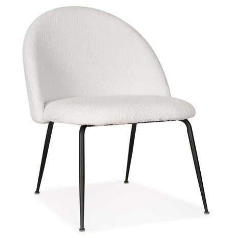Lounge fauteuil 'NORVEGIA' van witte boucléstof en zwart metaal