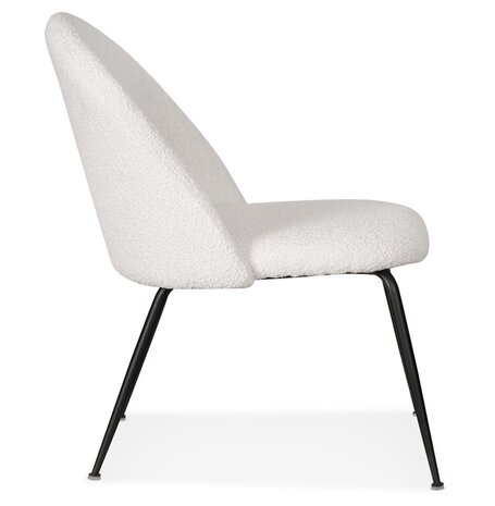Lounge fauteuil 'NORVEGIA' van witte boucléstof en zwart metaal