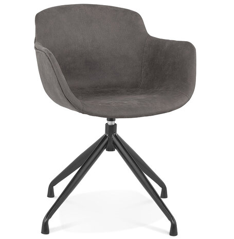 Design stoel met armleuningen 'SOUND' van donkergrijze microvezel
