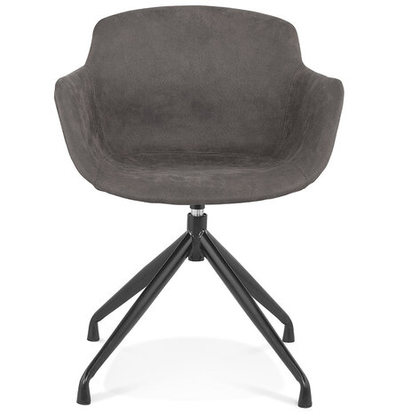 Design stoel met armleuningen 'SOUND' van donkergrijze microvezel
