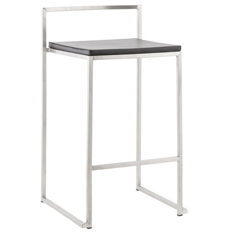 Zwarte halfhoge design kruk 'DISKO MINI' stapelbaar