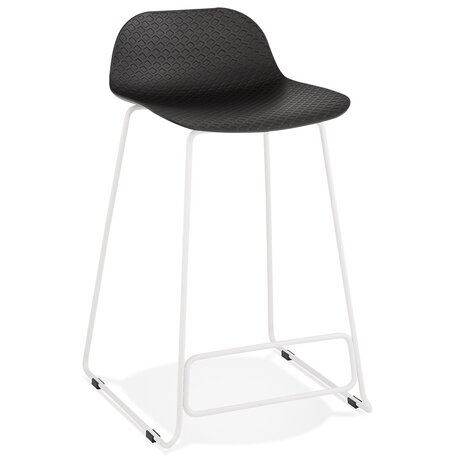 Halfhoge kruk 'BABYLOS MINI' zwart met wit metalen voeten