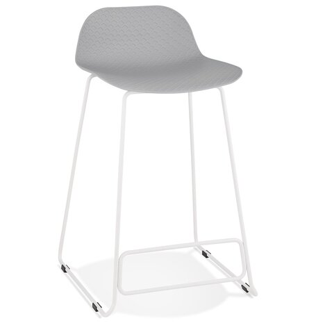 Halfhoge kruk 'BABYLOS MINI' grijs met wit metalen voeten