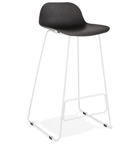 Design barkruk 'BABYLOS' zwart met wit metalen voeten