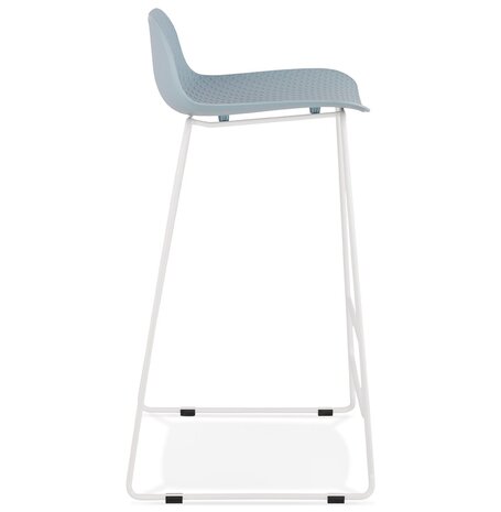Design barkruk 'BABYLOS' blauw met wit metalen voeten