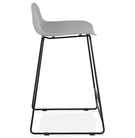 Halfhoge kruk 'BABYLOS MINI' grijs industriële stijl met zwart metalen voeten