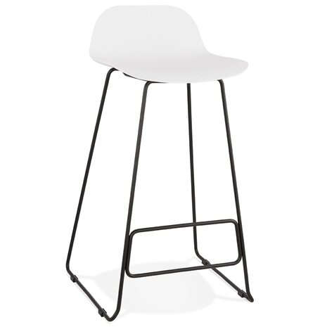 Design barkruk 'BABYLOS' wit industriële stijl met zwart metalen voeten
