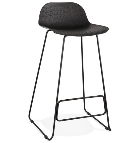 Design barkruk 'BABYLOS' zwart industriële stijl met zwart metalen voeten