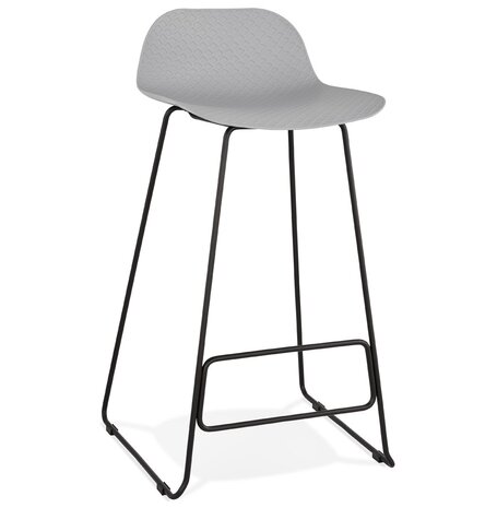 Design barkruk 'BABYLOS' grijs industriële stijl met zwart metalen voeten