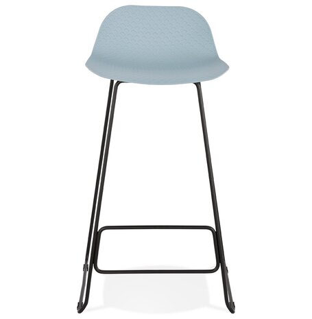 Design barkruk 'BABYLOS' blauw industriële stijl met zwart metalen voeten
