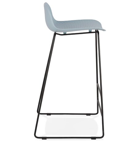 Design barkruk 'BABYLOS' blauw industriële stijl met zwart metalen voeten