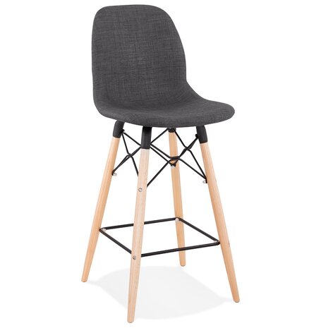 Halfhoge kruk 'GALACTIK MINI' van grijze stof Scandinavische stijl