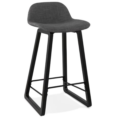 Halfhoge kruk 'BALTIK MINI' van grijze stof en zwart houten poten