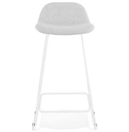 Design barkruk 'MOSKOW' lichtgrijs met onderstel van wit metaal