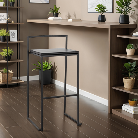 Barkruk design 'CASA' zwarte industriële stijl stapelbaar