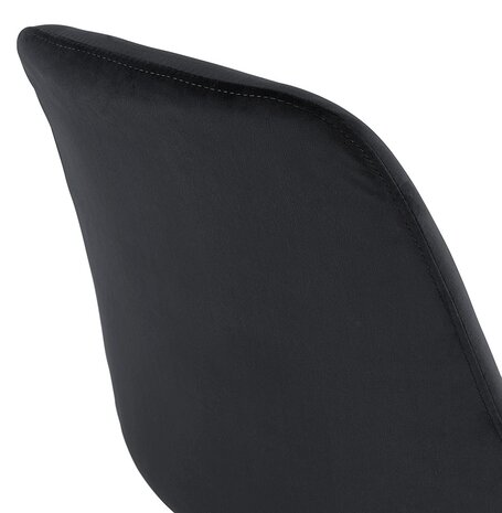 Halfhoge design barkruk 'MORISS MINI' in zwart fluweel en poten in zwart hout