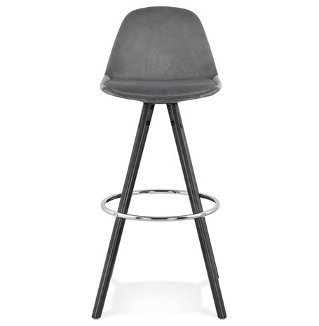 Barkruk 'SPIRIT' in grey fluweel en poten in zwart hout