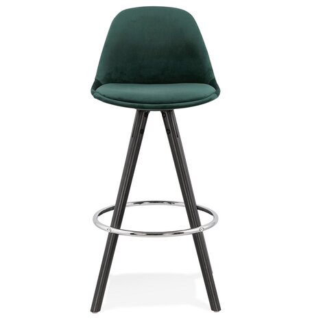 Halfhoge barkruk 'SPIRIT MINI' in groen fluweel en poten in zwart hout