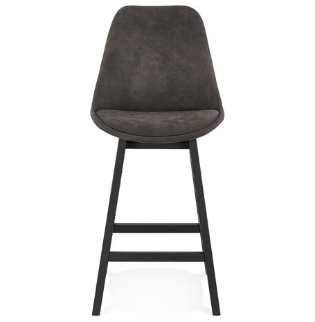 Halfhoge kruk 'ASPEN MINI' van grijze microvezel en poten van zwart hout