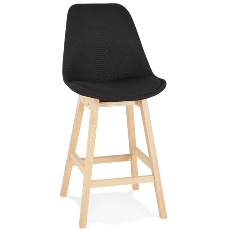 Scandinavische halfhoge design kruk 'TERESA MINI' van zwarte stof