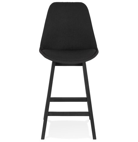 Halfhoge design kruk 'TERESA MINI' van zwarte stof en zwarte houten poten