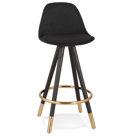 Halfhoge 'GATO MINI' design kruk van zwarte stof en hout