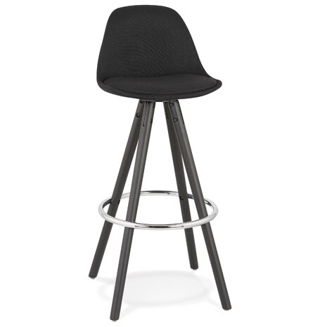 Design barkruk 'DANI' van zwarte stof en hout
