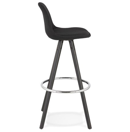 Design barkruk 'DANI' van zwarte stof en hout