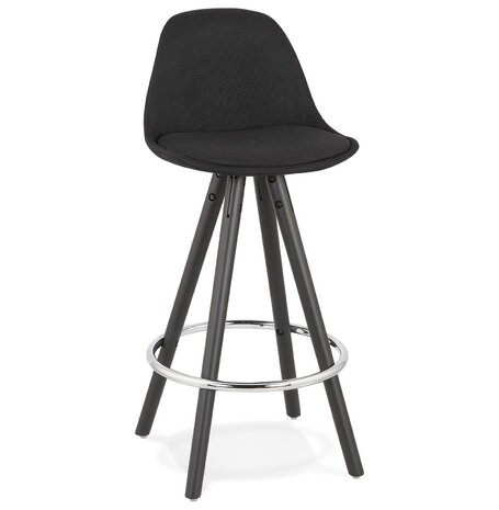 Halfhoge design kruk 'DANI MINI' van zwarte stof en hout