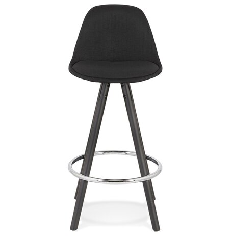 Halfhoge design kruk 'DANI MINI' van zwarte stof en hout