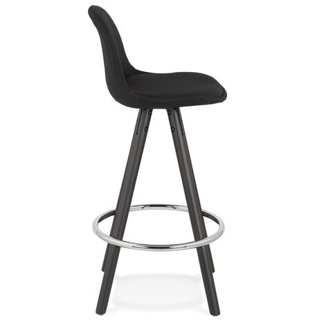 Halfhoge design kruk 'DANI MINI' van zwarte stof en hout
