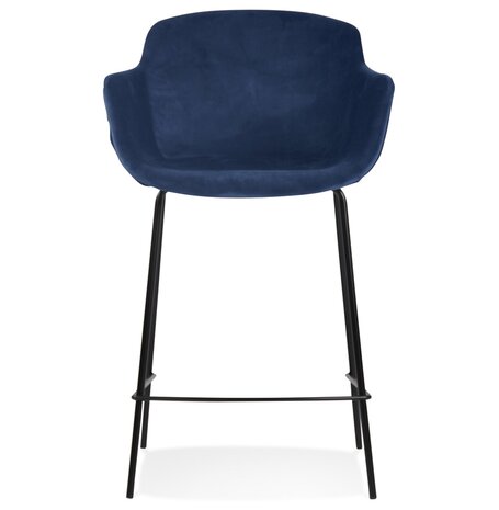 Halfhoge barkruk 'LARISSA MINI' van blauw velours