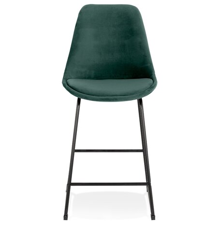 Halfhoge kruk 'BULLY MINI' van groene velours met zwarte metalen poten