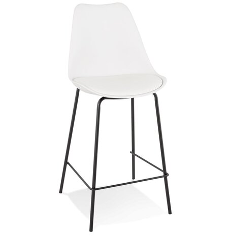 Halfhoge witte barkruk 'LEMON MINI' met zwarte metalen poot